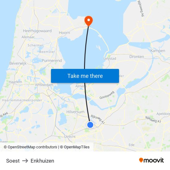 Soest to Enkhuizen map