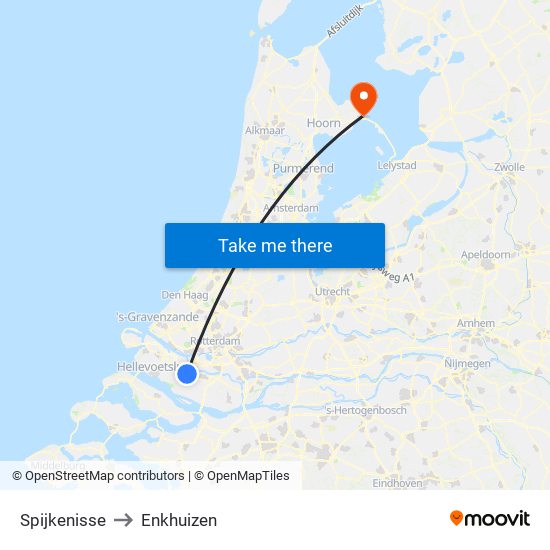 Spijkenisse to Enkhuizen map