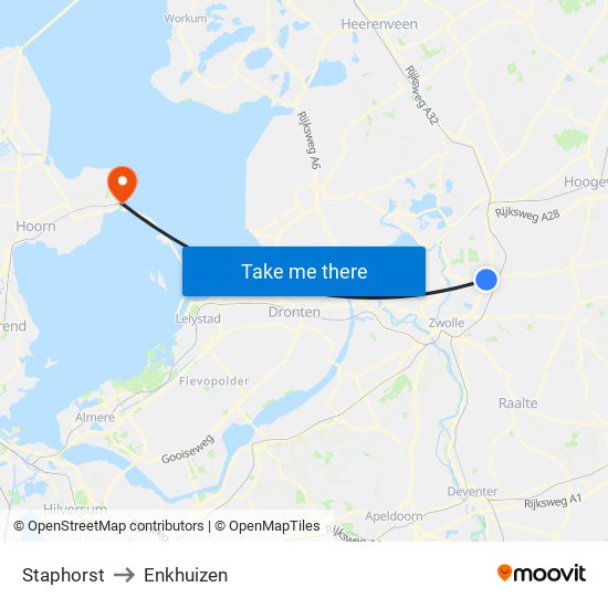 Staphorst to Enkhuizen map