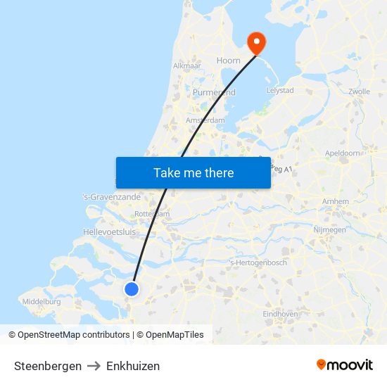Steenbergen to Enkhuizen map