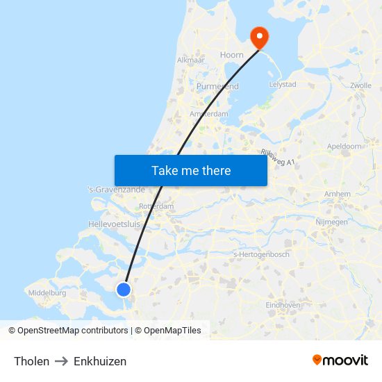 Tholen to Enkhuizen map