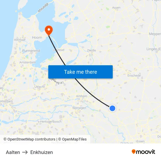 Aalten to Enkhuizen map
