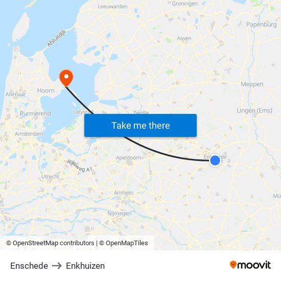 Enschede to Enkhuizen map