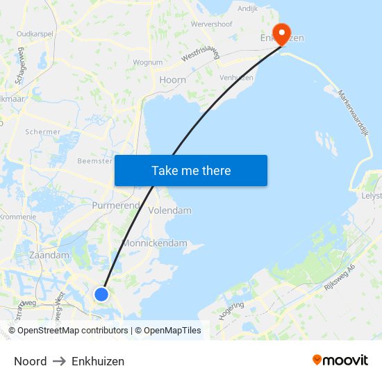 Noord to Enkhuizen map
