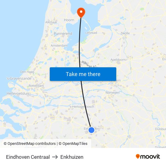 Eindhoven Centraal to Enkhuizen map