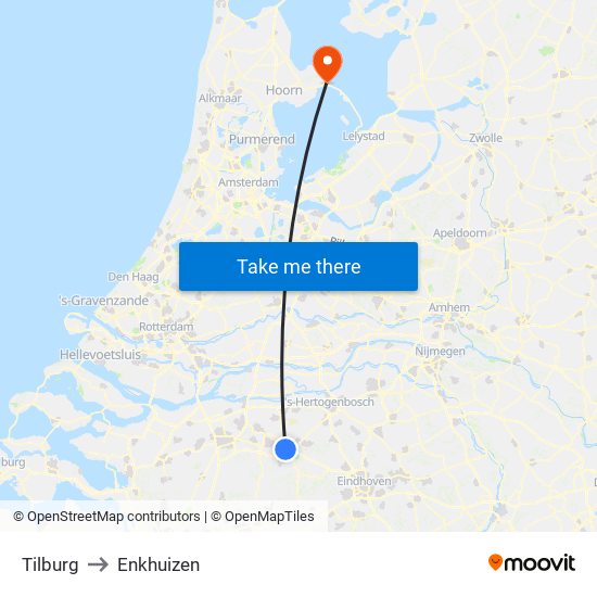 Tilburg to Enkhuizen map