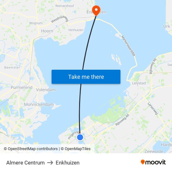 Almere Centrum to Enkhuizen map