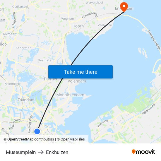 Museumplein to Enkhuizen map