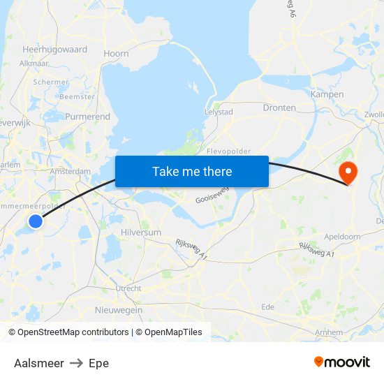Aalsmeer to Epe map