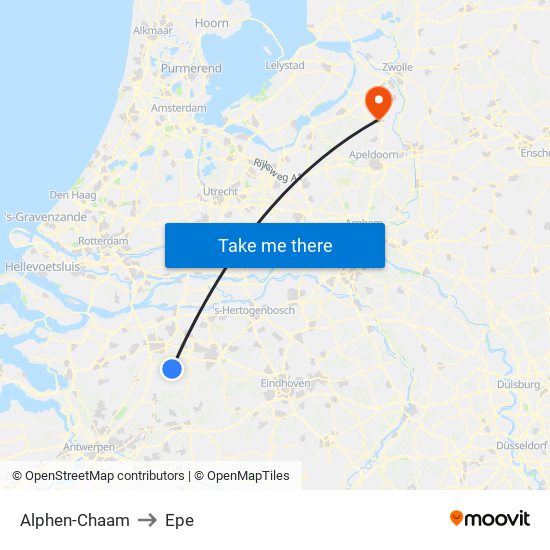 Alphen-Chaam to Epe map