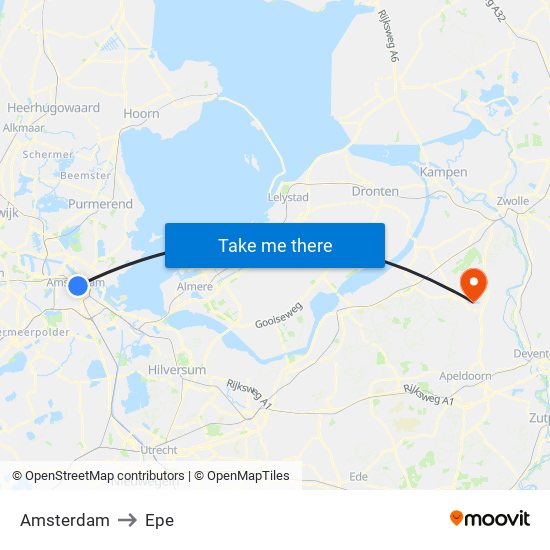 Amsterdam to Epe map