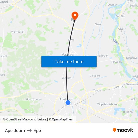 Apeldoorn to Epe map