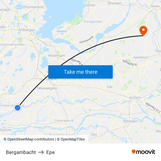 Bergambacht to Epe map