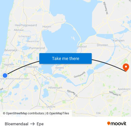 Bloemendaal to Epe map