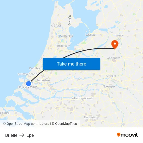 Brielle to Epe map
