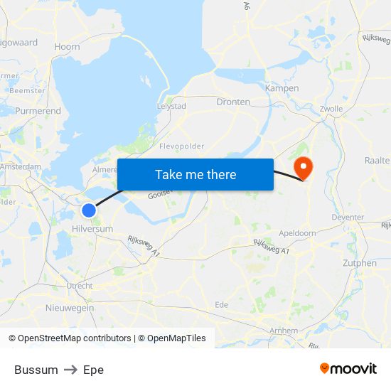 Bussum to Epe map