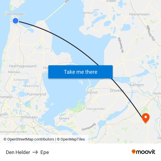 Den Helder to Epe map