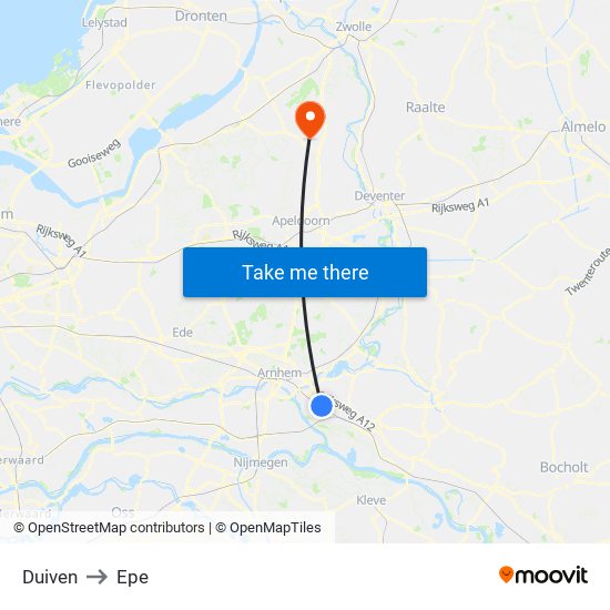 Duiven to Epe map