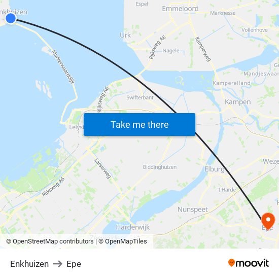 Enkhuizen to Epe map
