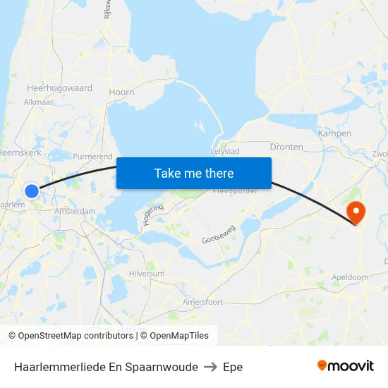 Haarlemmerliede En Spaarnwoude to Epe map