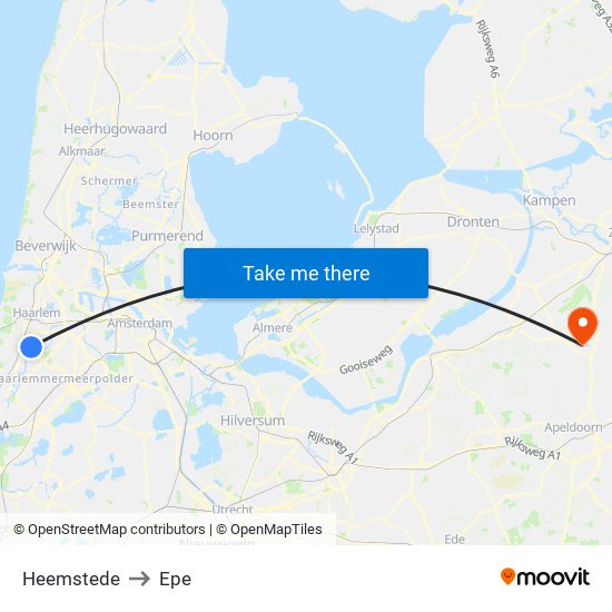 Heemstede to Epe map