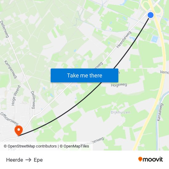 Heerde to Epe map