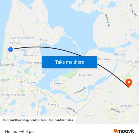 Heiloo to Epe map