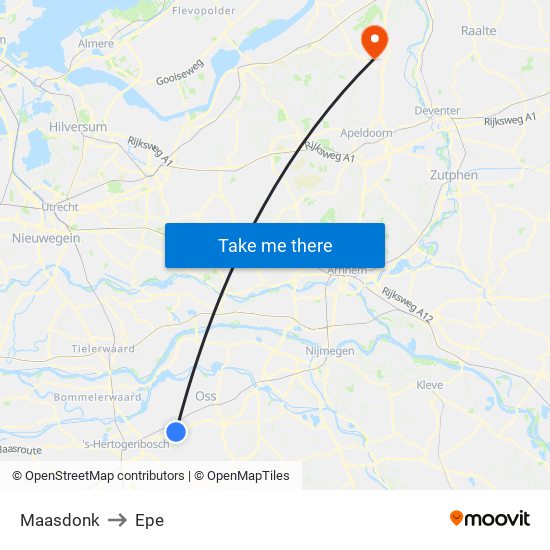 Maasdonk to Epe map