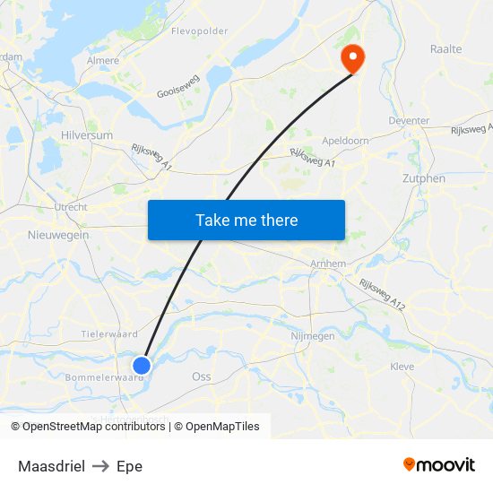 Maasdriel to Epe map