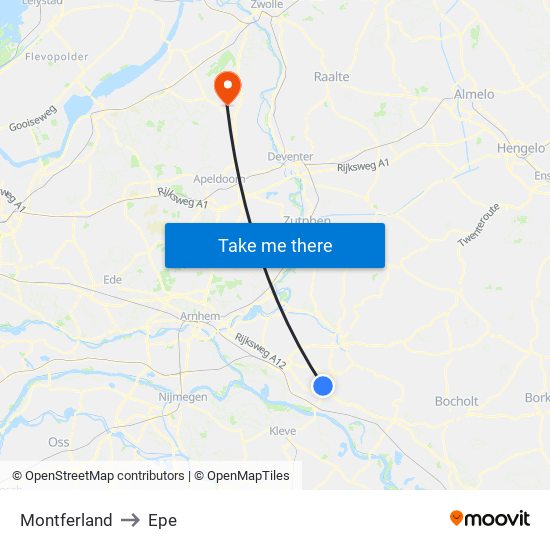 Montferland to Epe map