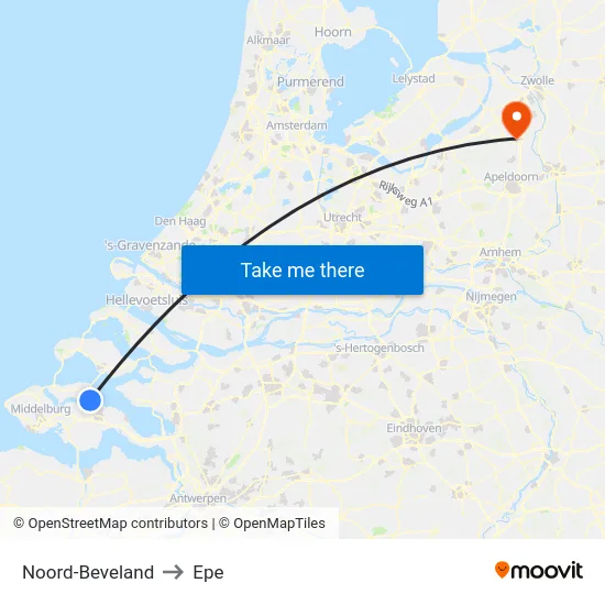 Noord-Beveland to Epe map
