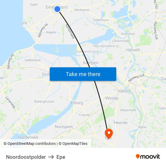 Noordoostpolder to Epe map