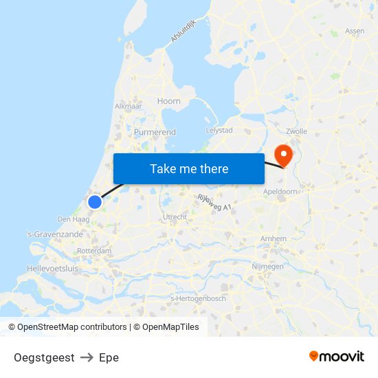 Oegstgeest to Epe map