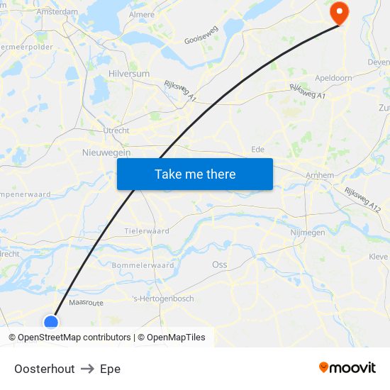 Oosterhout to Epe map