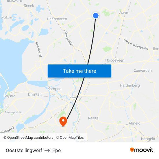 Ooststellingwerf to Epe map