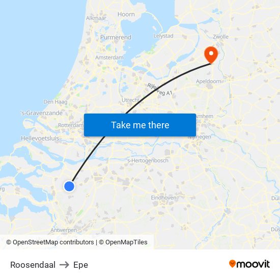 Roosendaal to Epe map