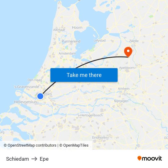 Schiedam to Epe map