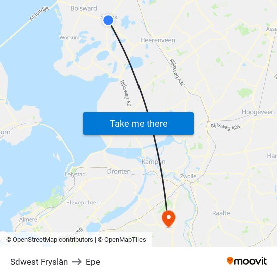 Sdwest Fryslân to Epe map