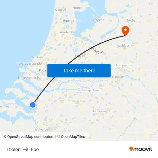 Tholen to Epe map