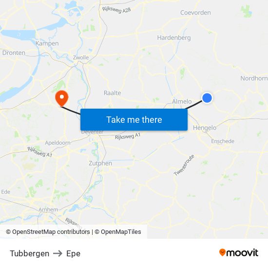 Tubbergen to Epe map