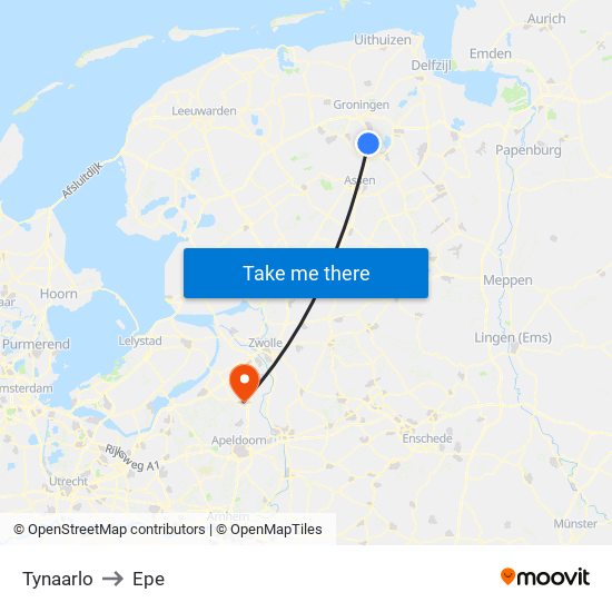 Tynaarlo to Epe map