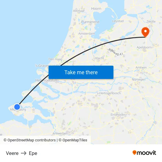 Veere to Epe map