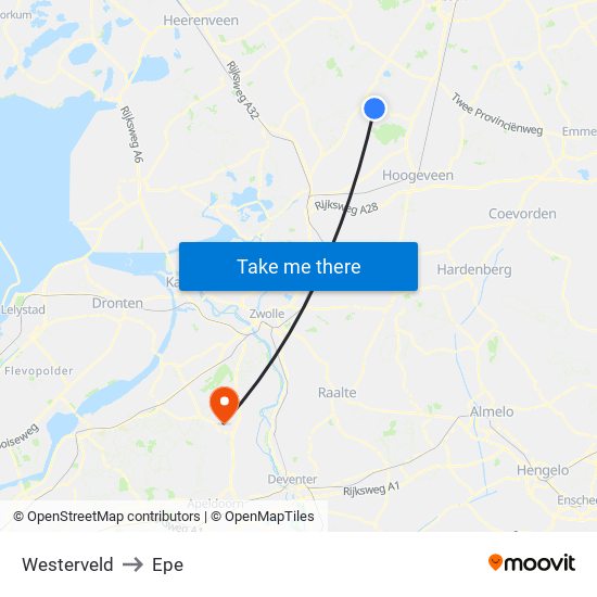 Westerveld to Epe map