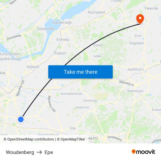 Woudenberg to Epe map