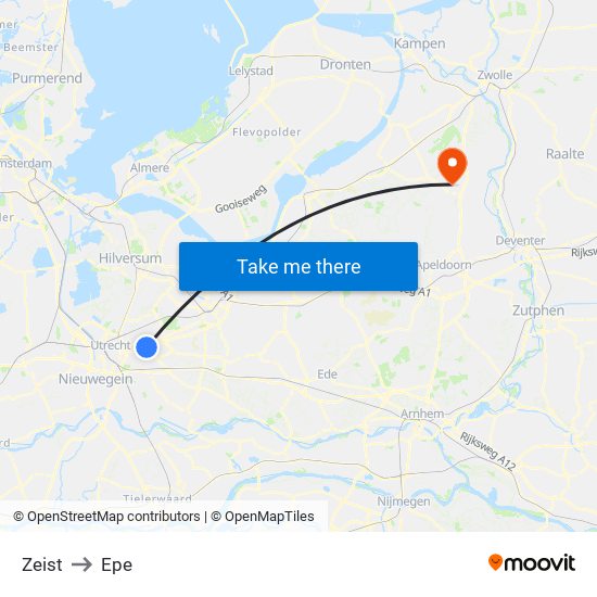 Zeist to Epe map