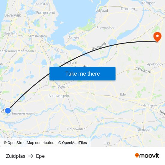 Zuidplas to Epe map