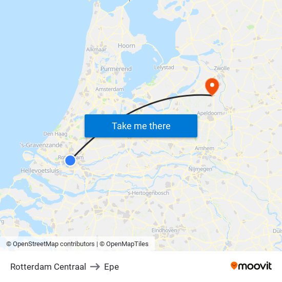 Rotterdam Centraal to Epe map