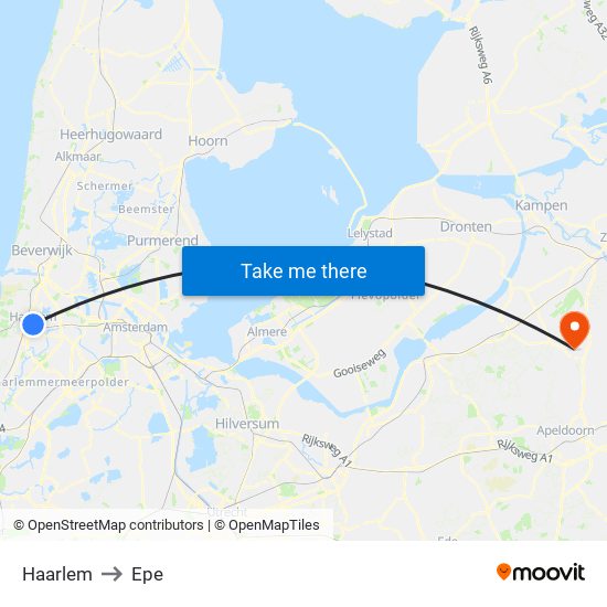 Haarlem to Epe map