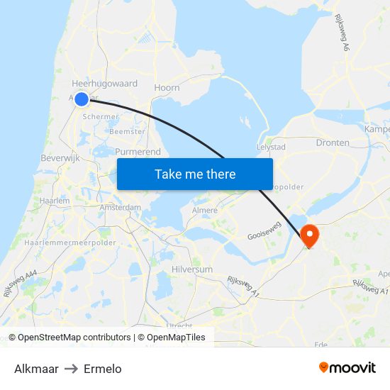 Alkmaar to Ermelo map