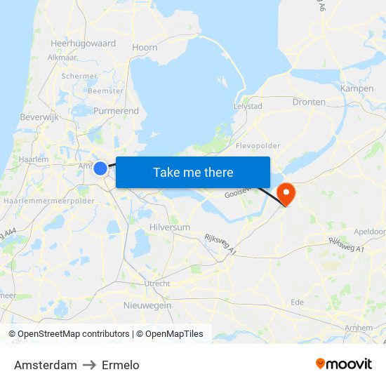 Amsterdam to Ermelo map